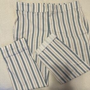 Loft, White, tan stripe, aqua stripe, size 14